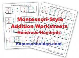 Montessori Addition Sheets with Regrouping (Free)