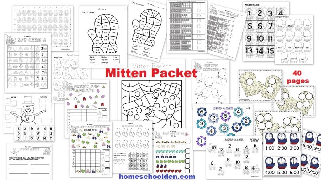 Mitten Activities Packet ages 4-6